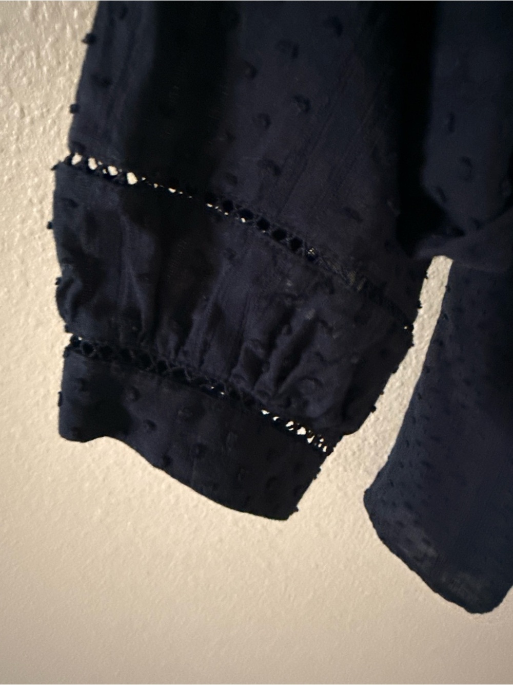 Talbots Navy Button-Front Textured Top - Picture 5 of 7